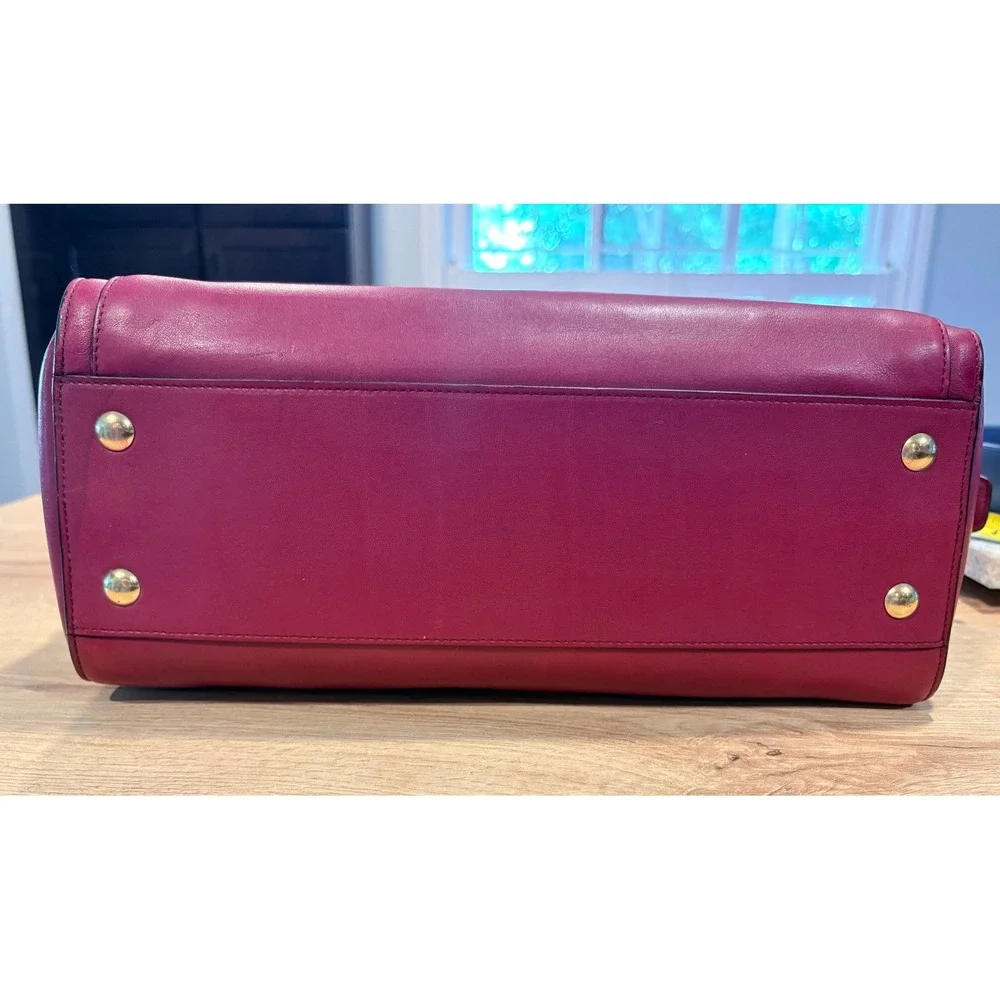 Coach Madison Satchel Magenta Pink Leather Handbag 25359 Brass Hardware